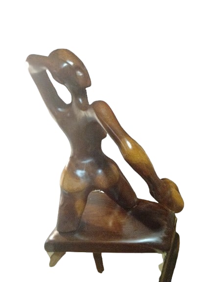 1970s Nude Sign Abstract Large Wooden Statue - 2