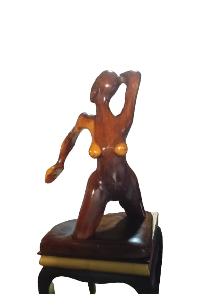 1970s Nude Sign Abstract Large Wooden Statue - 5