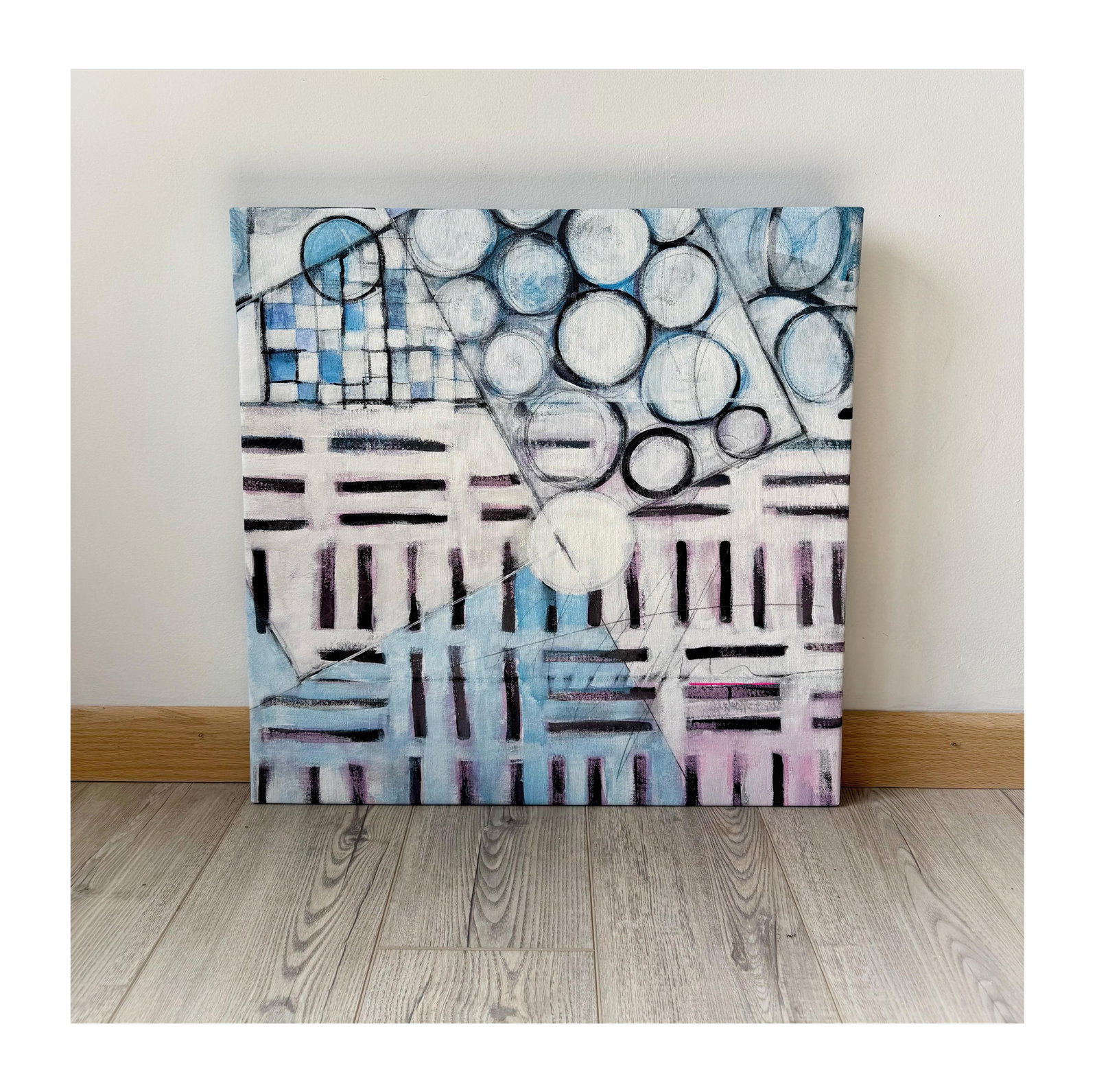 "Chester Trains Iii" Abstract Contemporary Acrylic Painting by Paula DeStefanis - 5