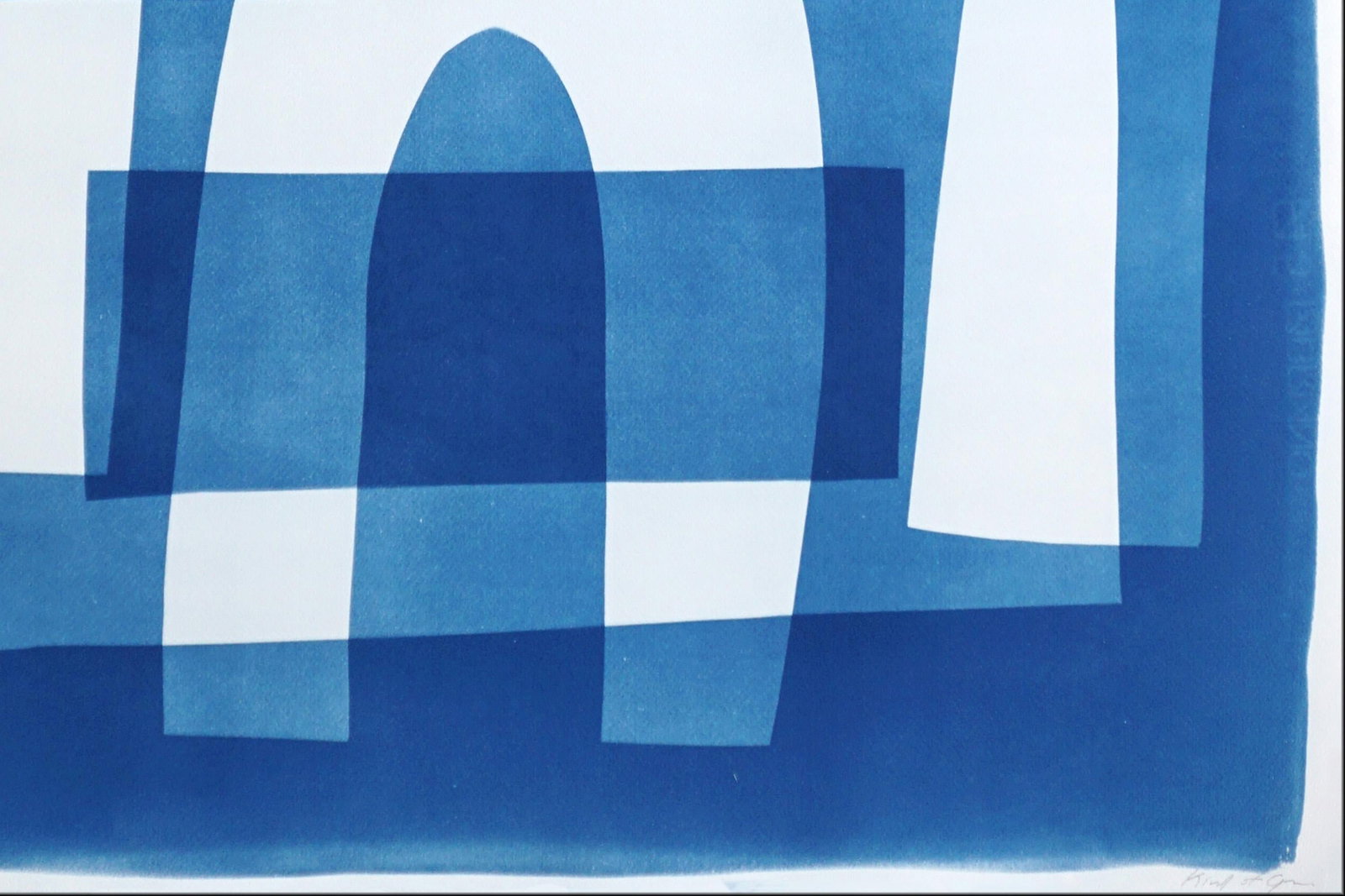 2025, Abstract Geometric Figures, Beneath the Rainbow, Handmade Cyanotype on Watercolor Paper by Kin - 3