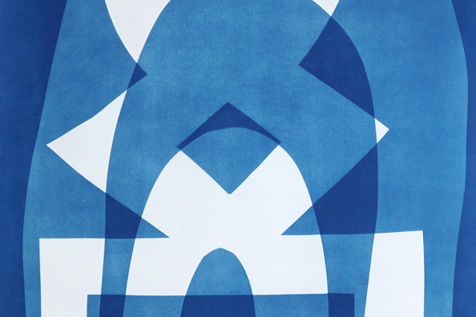 2025, Abstract Geometric Figures, Beneath the Rainbow, Handmade Cyanotype on Watercolor Paper by Kin - 9