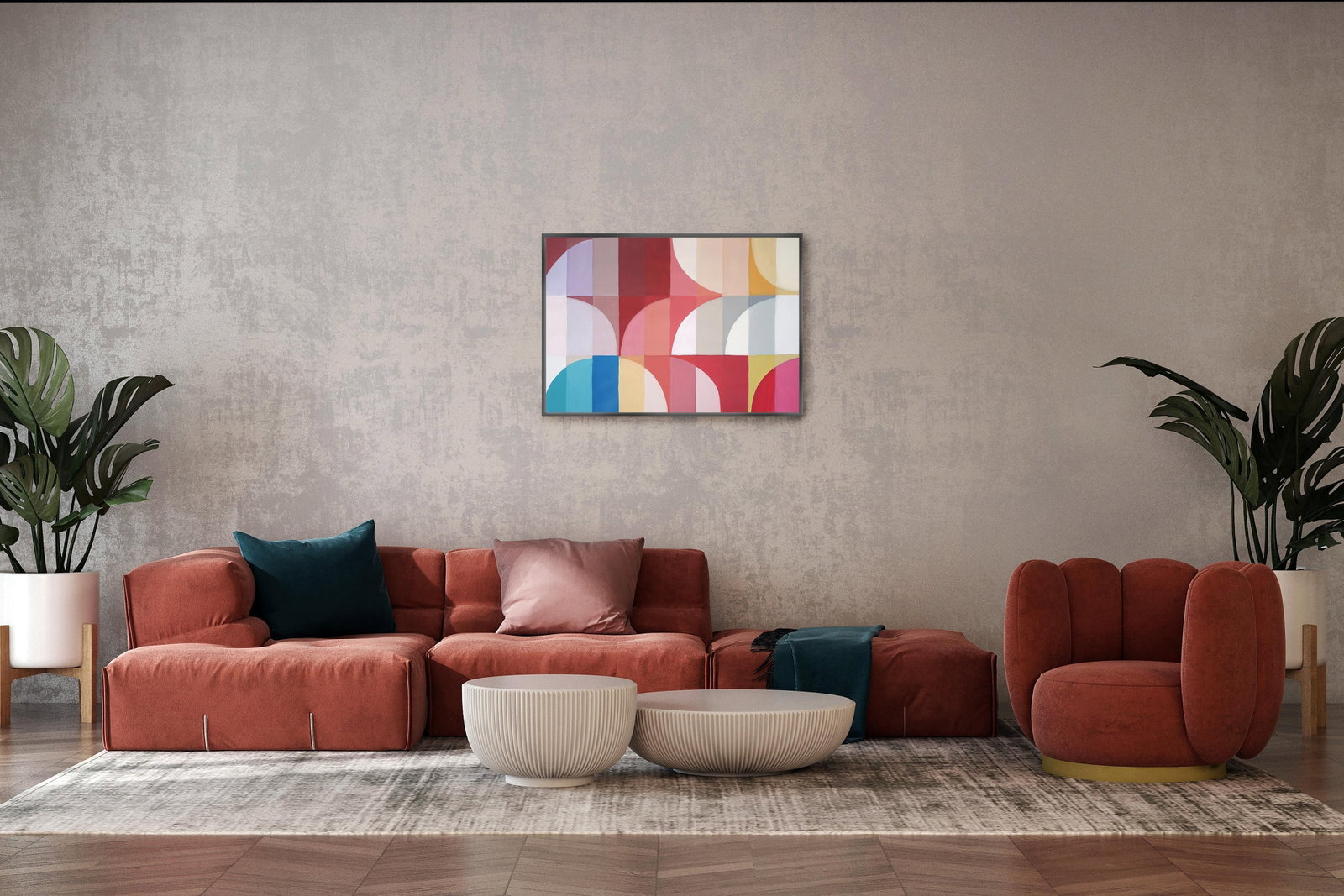 2025, Bauhaus Study in Earth Tones, Acrylic Paint on Waterolor Paper by Natalia Roman - 6