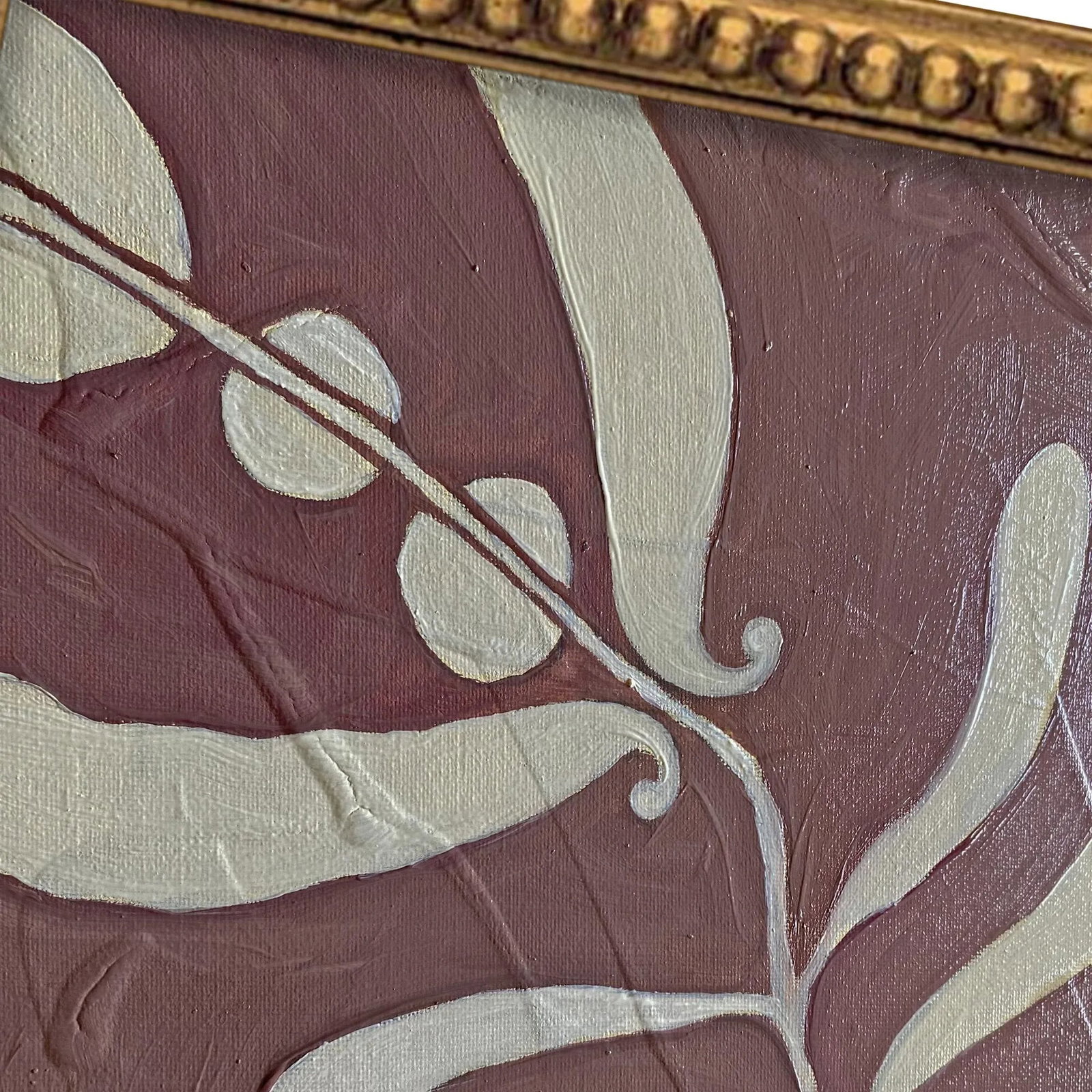 Original Boho Textured Leaf Painting - Oil on Clay Board - By Tatiana Duperault - 2