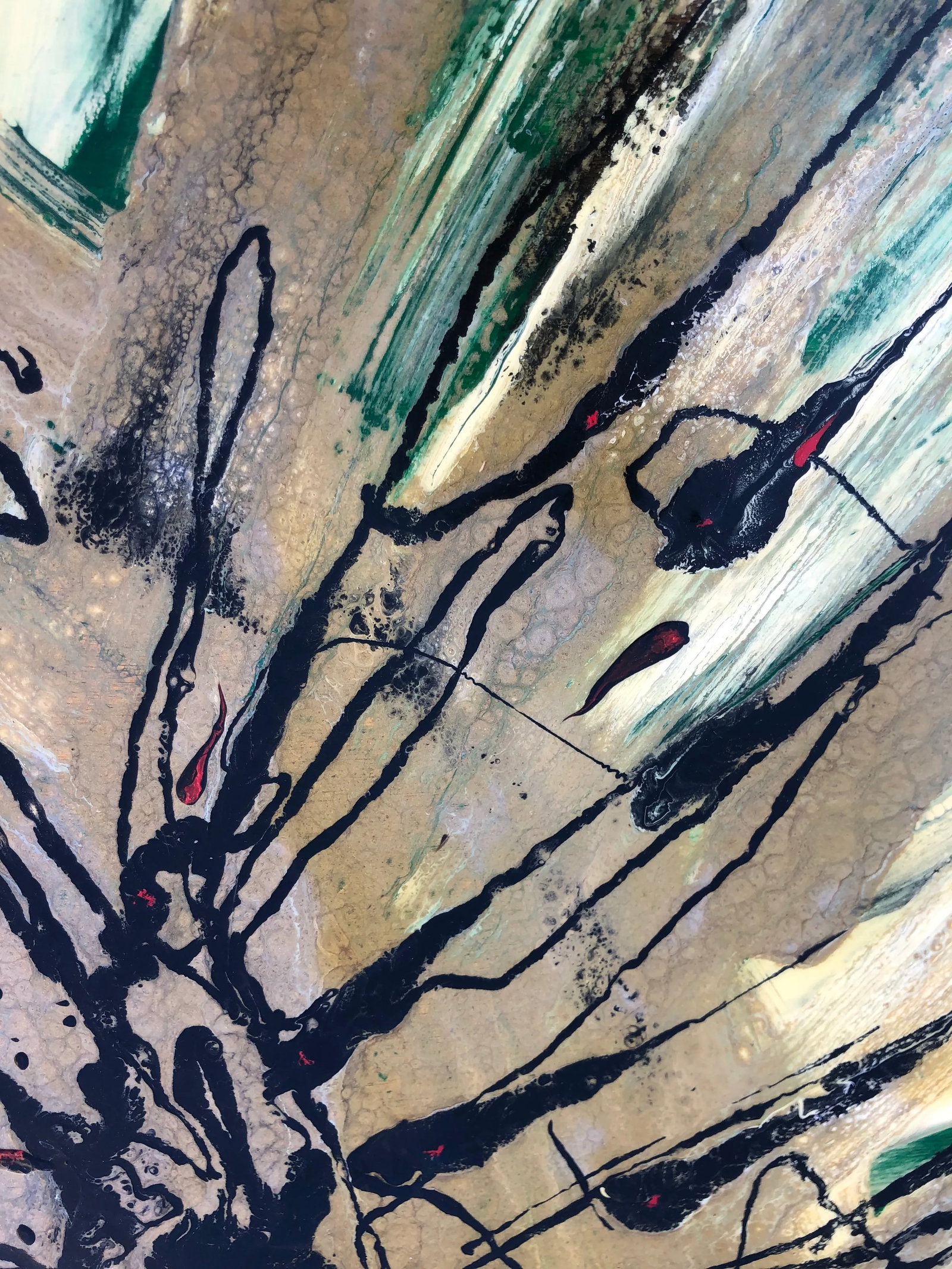 Contemporary Abstract Expressionism Enamel Painting, Framed - 3