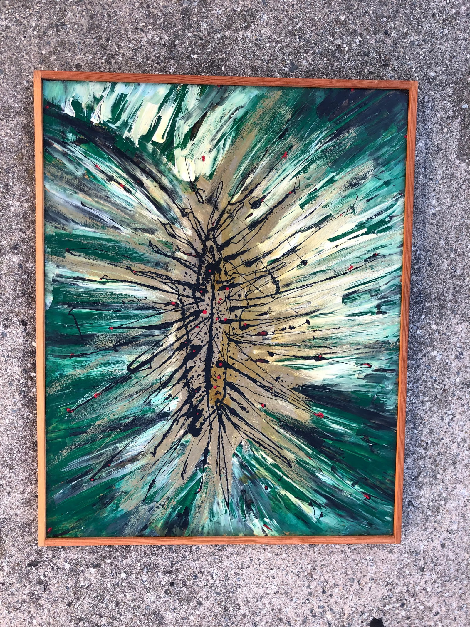 Contemporary Abstract Expressionism Enamel Painting, Framed - 5