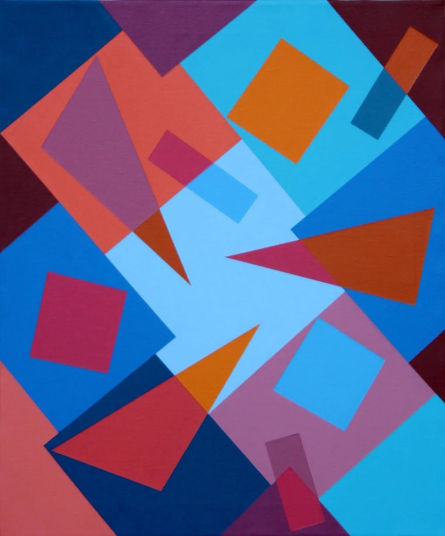 "Composition With Triangles No. 3" Contemporary Geometric Hard Edge Acrylic Painting by Sassoon Kosi (1 of 2)
