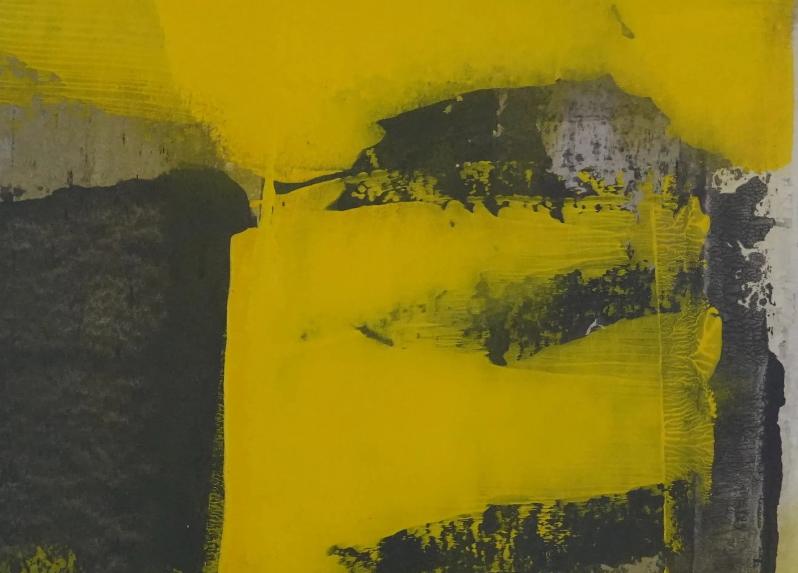 "Static 408" Contemporary Abstract Yellow Mixed-Media Painting, Framed - 4