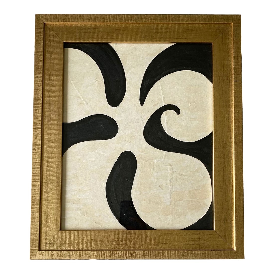Black and Ivory Abstract Framed Art Acrylic Painting Modern Minimalist Art by Tatiana Duperault (1 of 4)