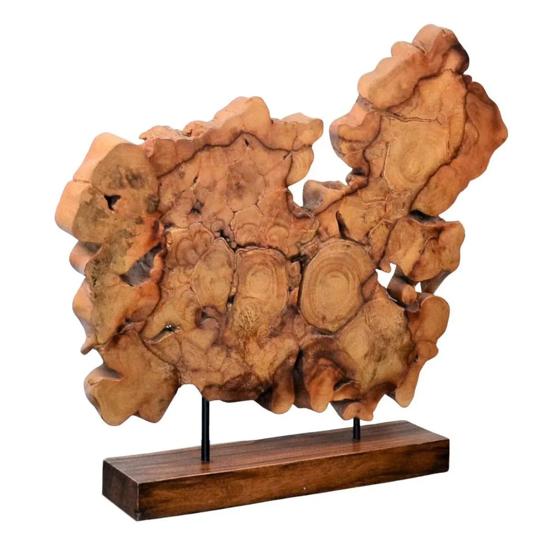 Thai Teak Sculpture On Wood Stand - 2