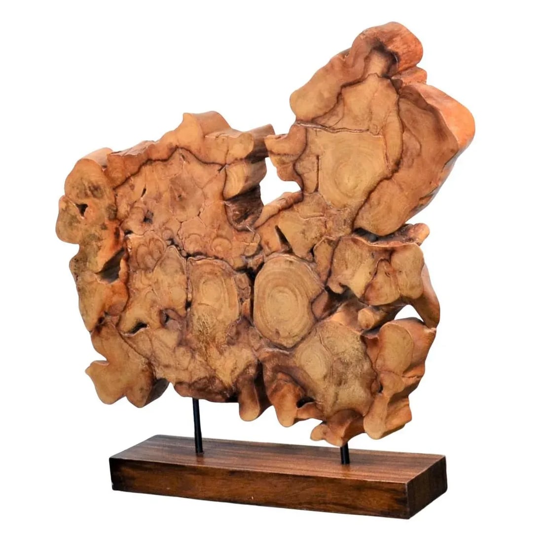 Thai Teak Sculpture On Wood Stand - 3