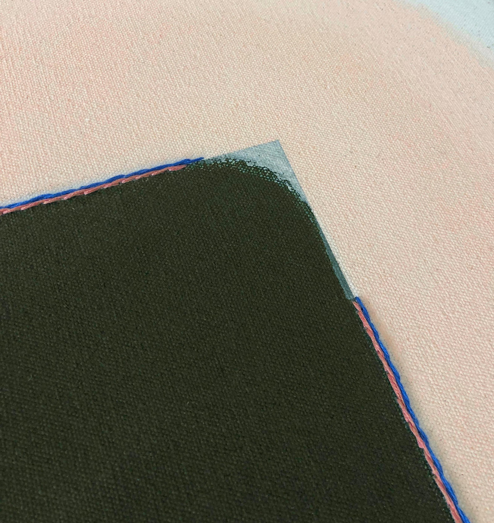 Original Painting | Dark Green and Light Peach Abstract Minimalist, 18 X 22 In. - 2
