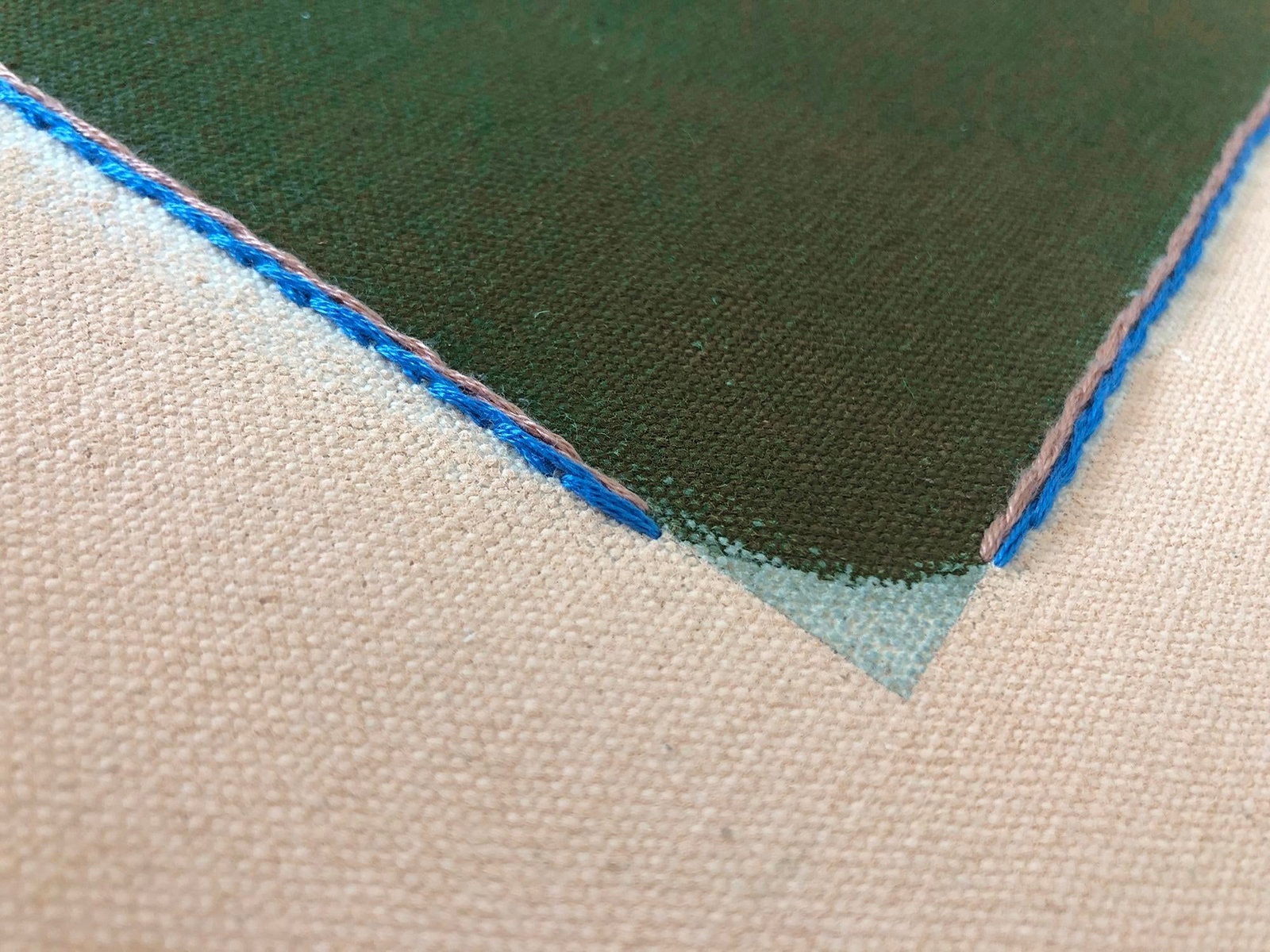 Original Painting | Dark Green and Light Peach Abstract Minimalist, 18 X 22 In. - 4