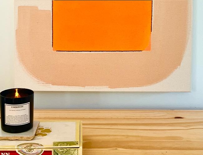 Original Painting | Neon Orange and Cream Abstract Minimalist, 18 X 22 In. - 4