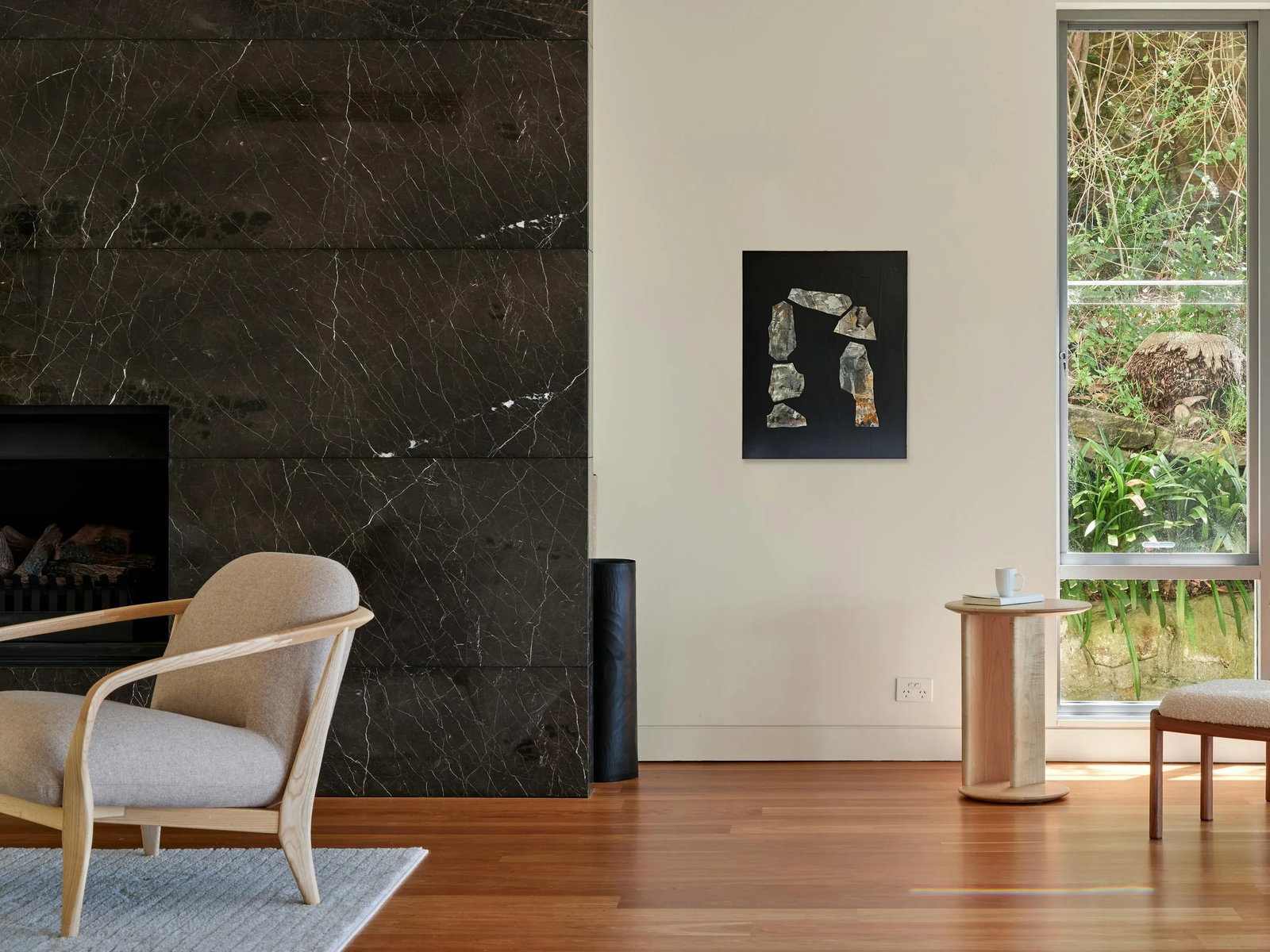 "Grounded" Black Abstract Art, Original Transitional Modern Painting by JTS - 2
