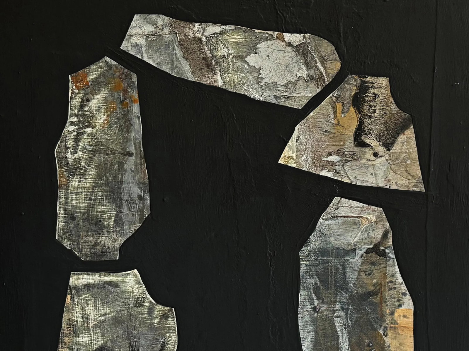"Grounded" Black Abstract Art, Original Transitional Modern Painting by JTS - 3