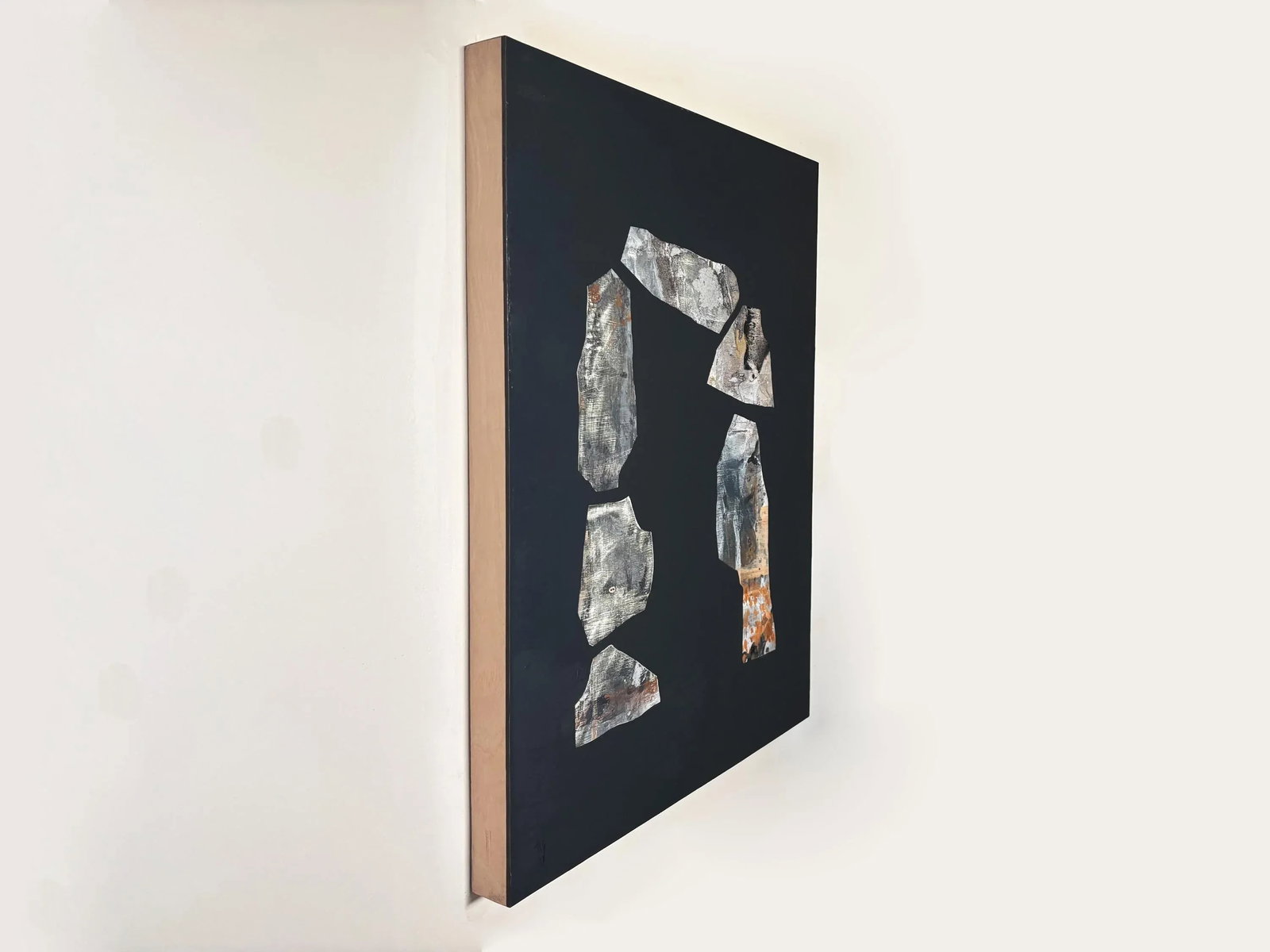 "Grounded" Black Abstract Art, Original Transitional Modern Painting by JTS - 4