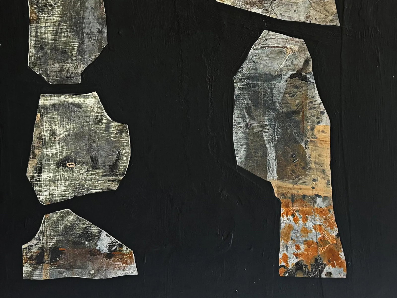 "Grounded" Black Abstract Art, Original Transitional Modern Painting by JTS - 5