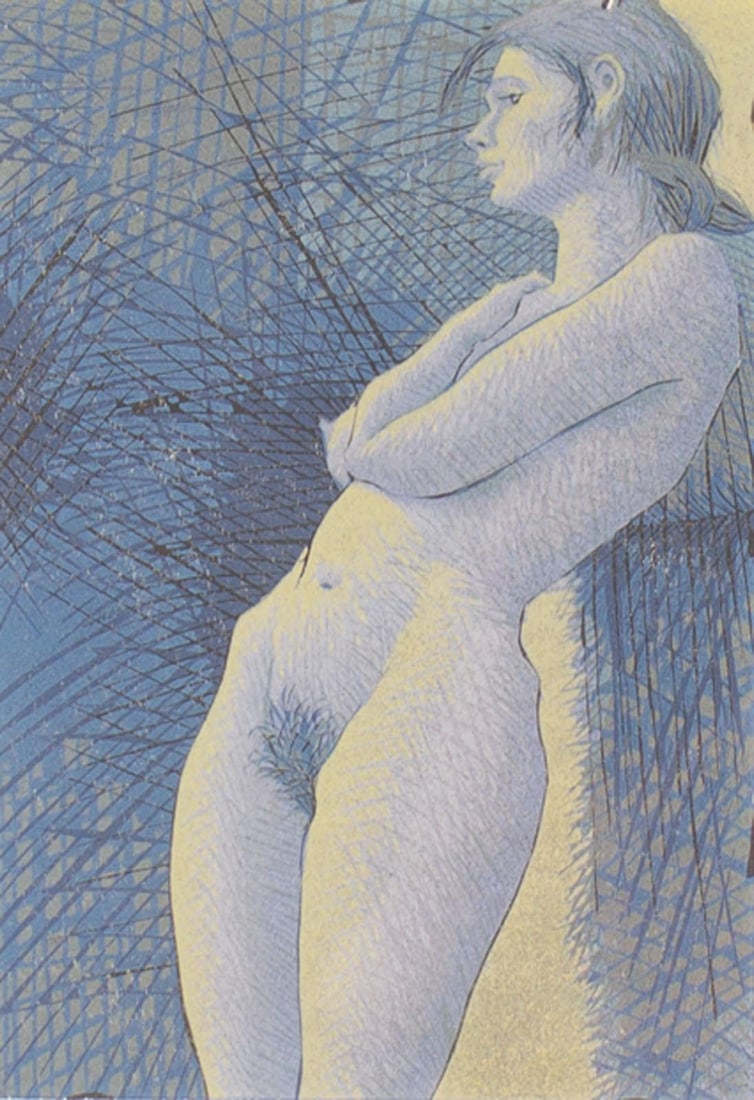Gordon Mortensen 1990 "Alix" Woodcut Print - 2