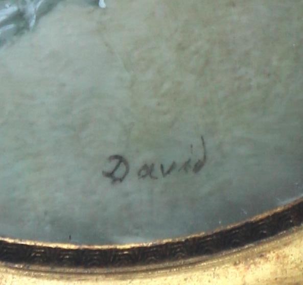 Exquisite Antique Original Miniature Portrait of Fine French Lady With Flowers Signed David - 3
