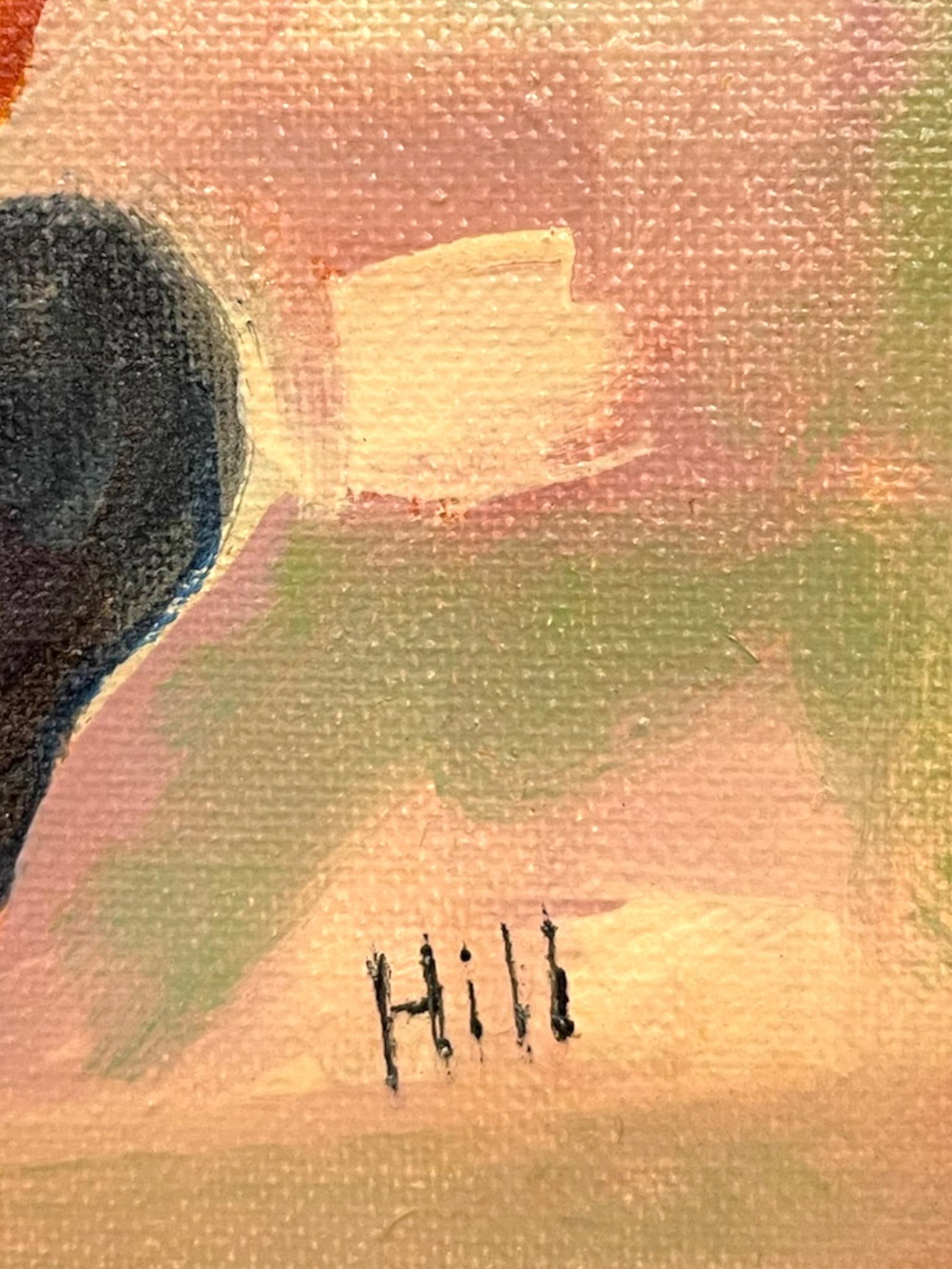 Vintage Raggedy Ann-Style Doll Portrait Painting on Grumbacher Canvas Board, Signed "Hill" - 9