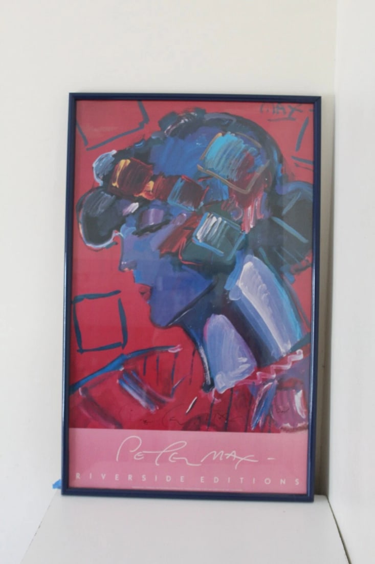 Peter Max Framed Signed Crimson Lady Poster 1987 - 11