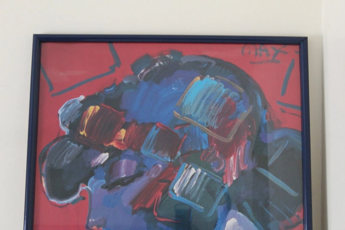 Peter Max Framed Signed Crimson Lady Poster 1987 - 2