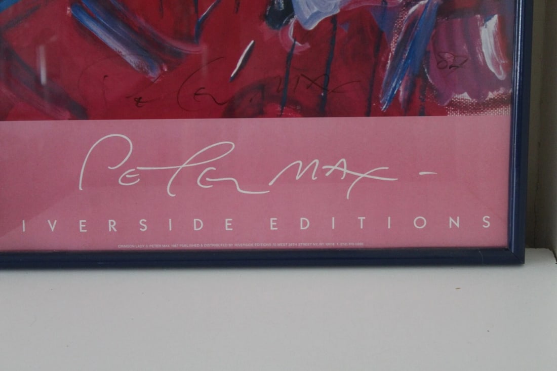 Peter Max Framed Signed Crimson Lady Poster 1987 - 4