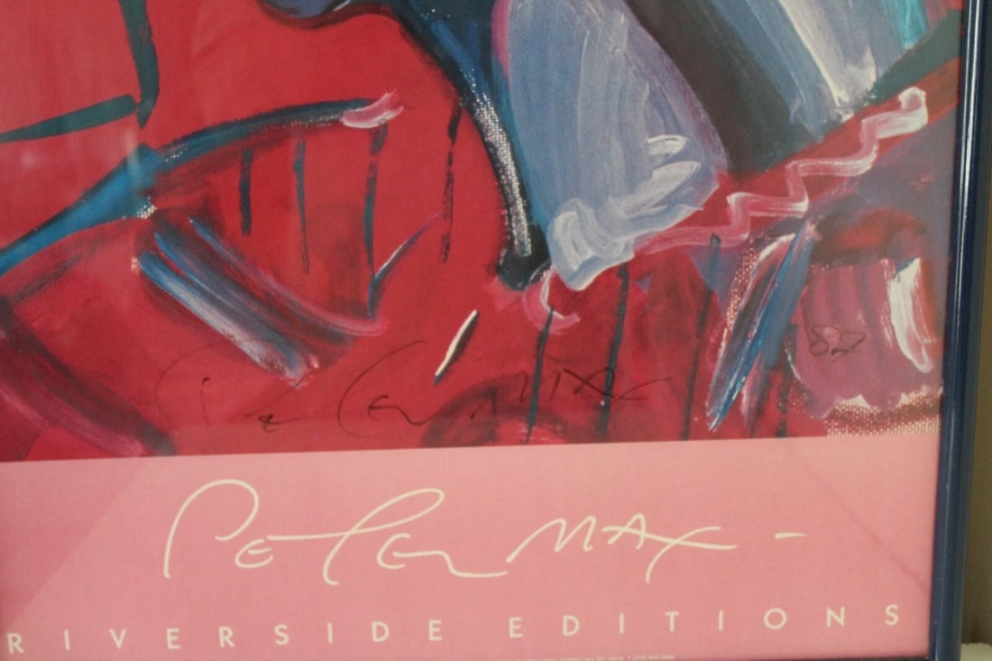 Peter Max Framed Signed Crimson Lady Poster 1987 - 7
