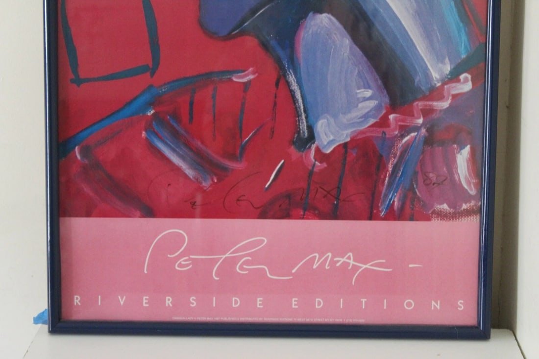 Peter Max Framed Signed Crimson Lady Poster 1987 - 8