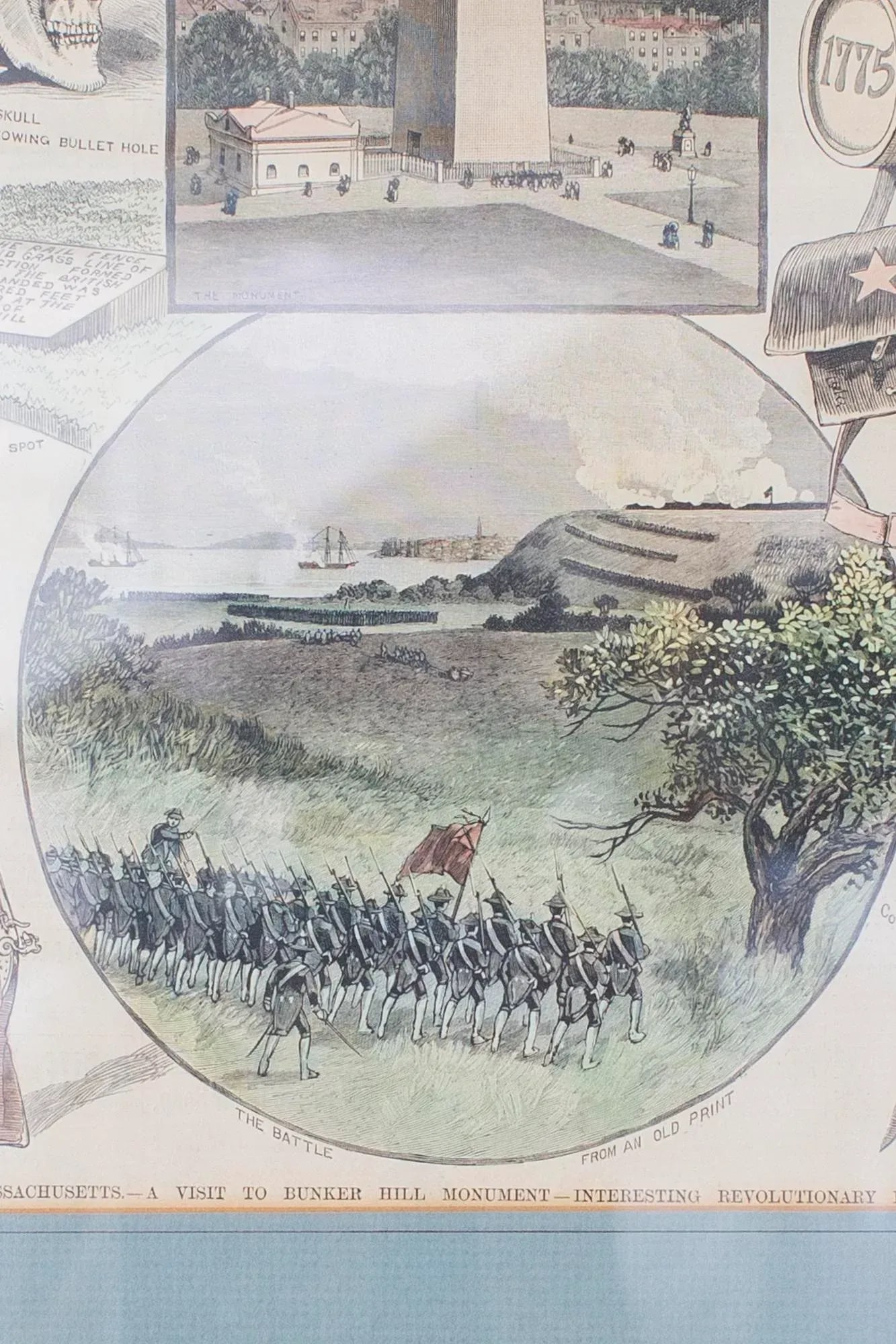 1990s "A Visit to Bunker Hill: Interesting Revolutionary Relics" Reproduction Print, Framed - 2