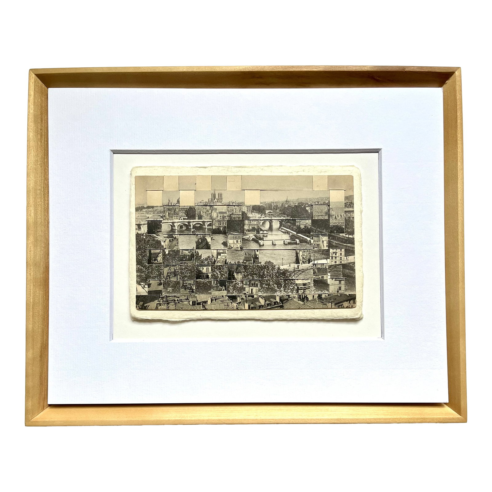 Paris Panorama - Hand Cut and Woven Vintage Photo Postcards, Framed (1 of 5)