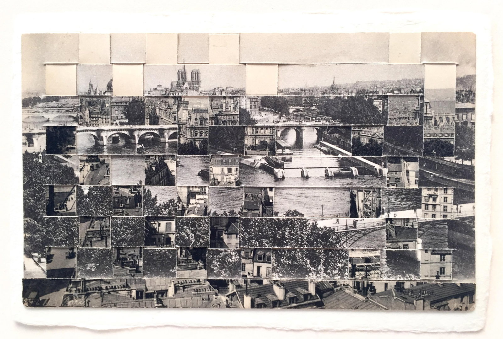 Paris Panorama - Hand Cut and Woven Vintage Photo Postcards, Framed - 4