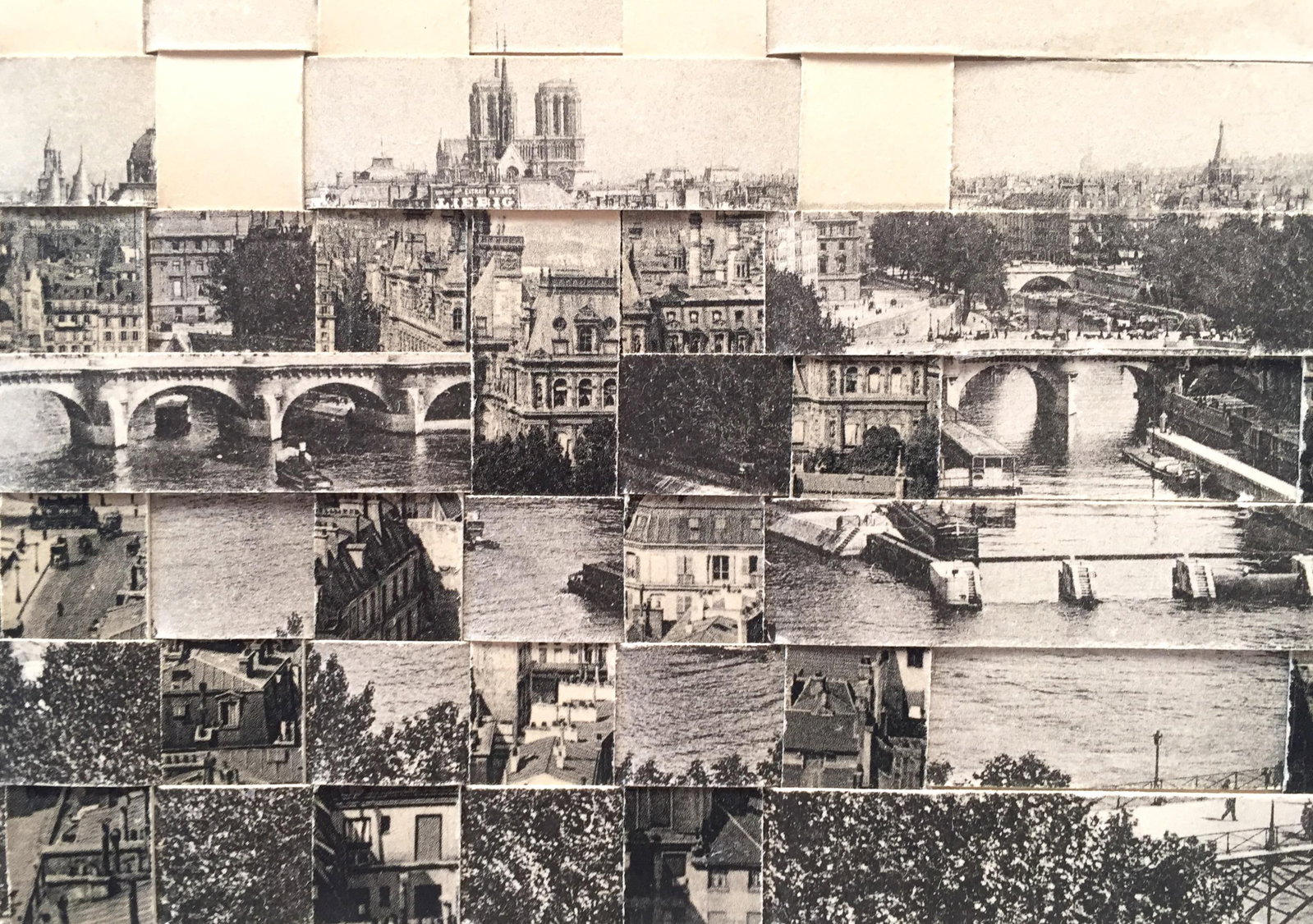 Paris Panorama - Hand Cut and Woven Vintage Photo Postcards, Framed - 5