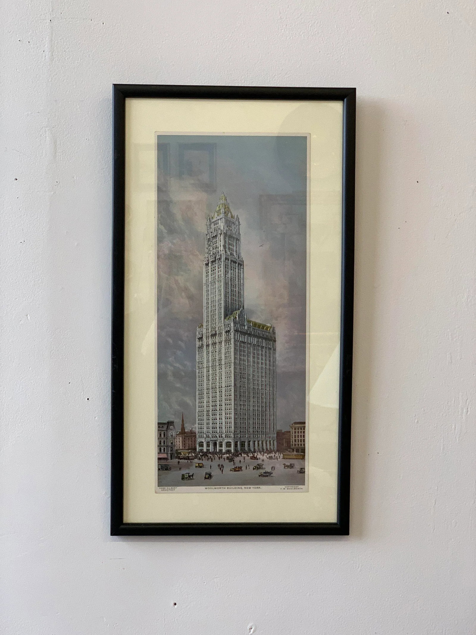 Circa 1930 Woolworth Building Architectural Souvenir Print, Framed - 10