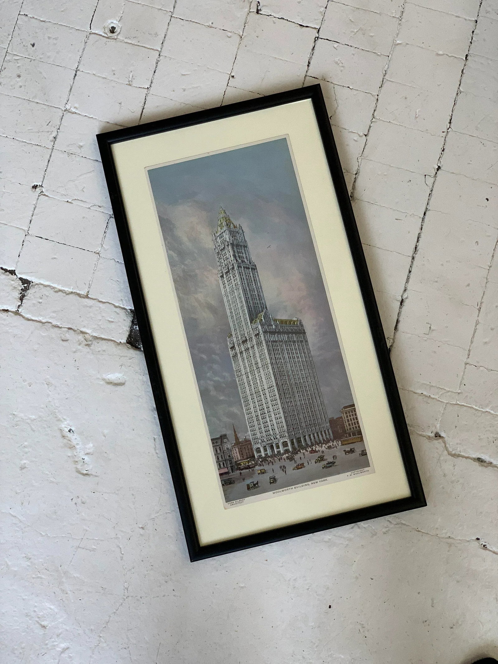 Circa 1930 Woolworth Building Architectural Souvenir Print, Framed - 2