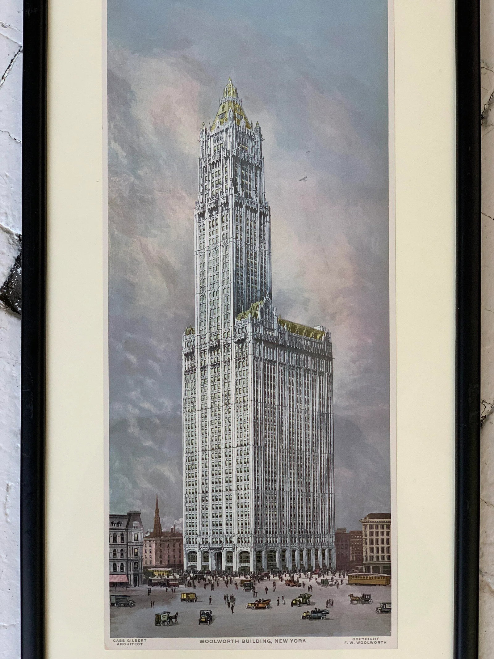 Circa 1930 Woolworth Building Architectural Souvenir Print, Framed - 3