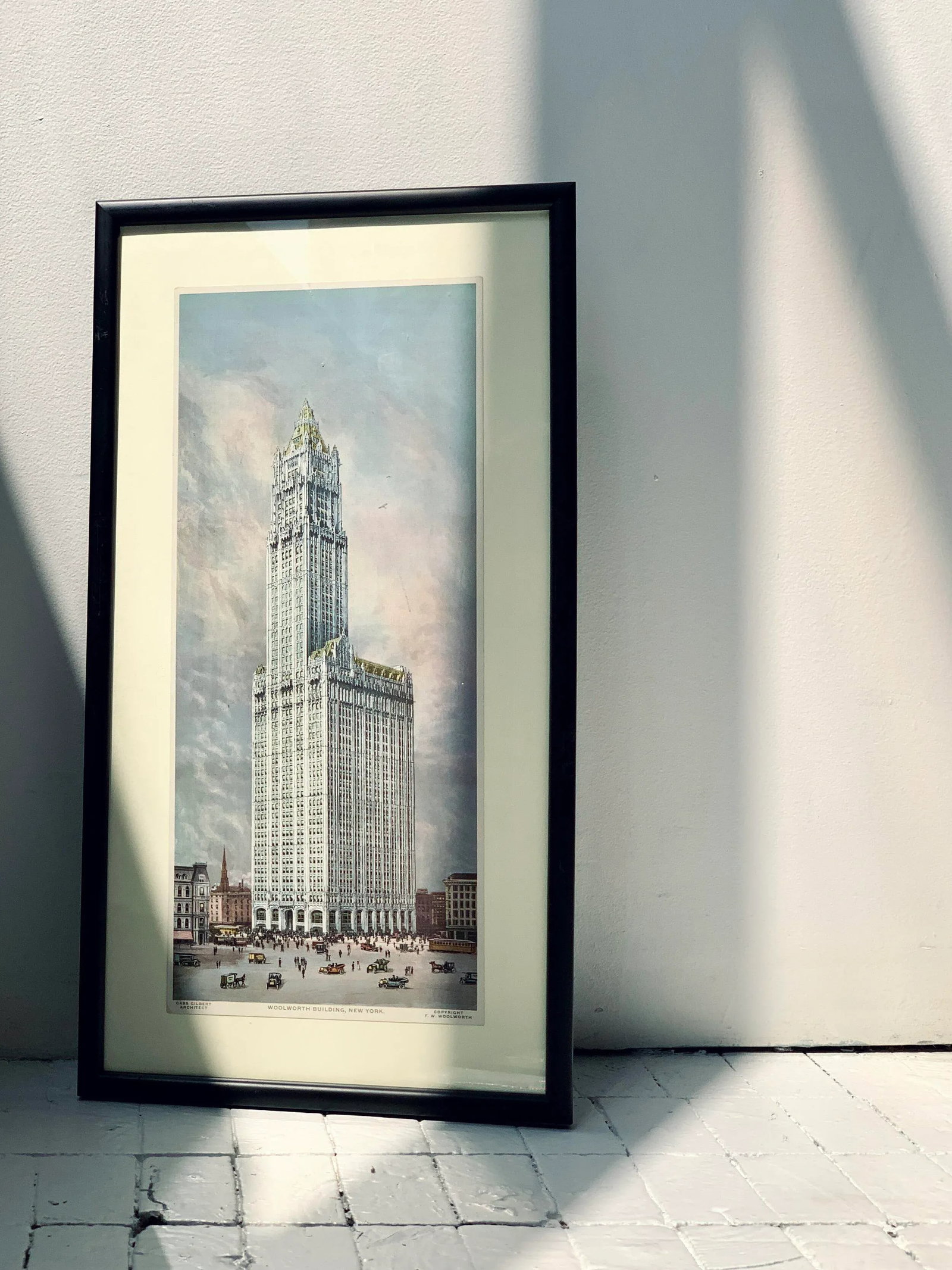Circa 1930 Woolworth Building Architectural Souvenir Print, Framed - 4