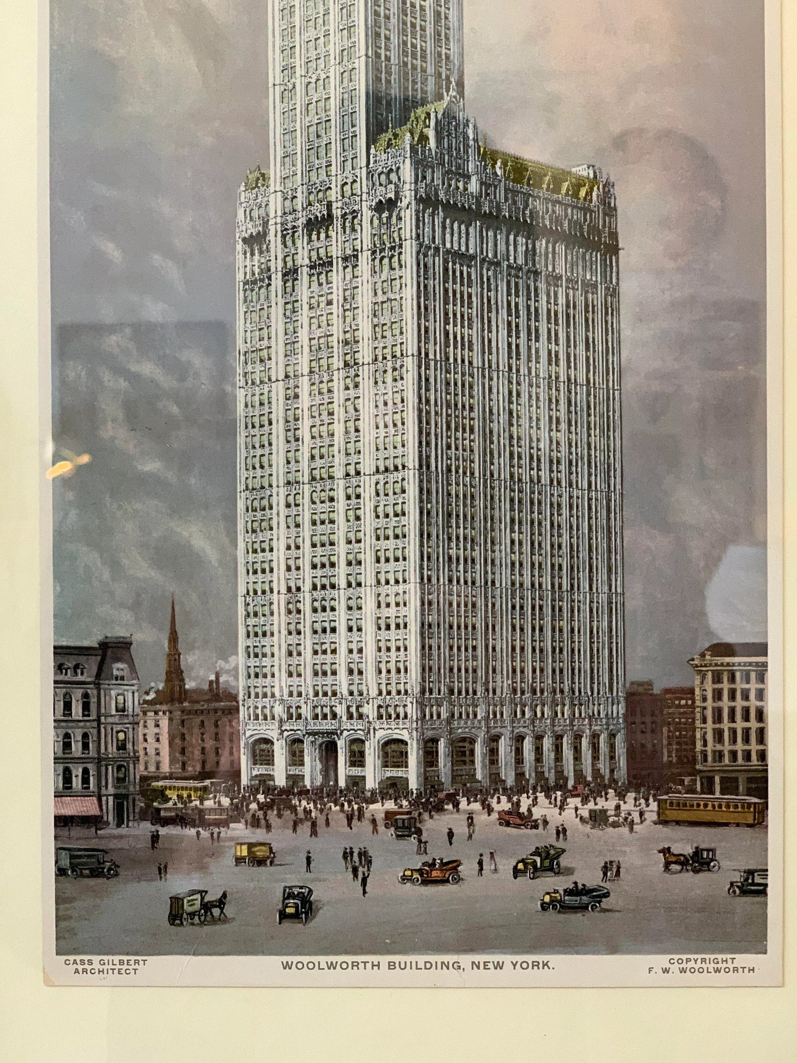 Circa 1930 Woolworth Building Architectural Souvenir Print, Framed - 5