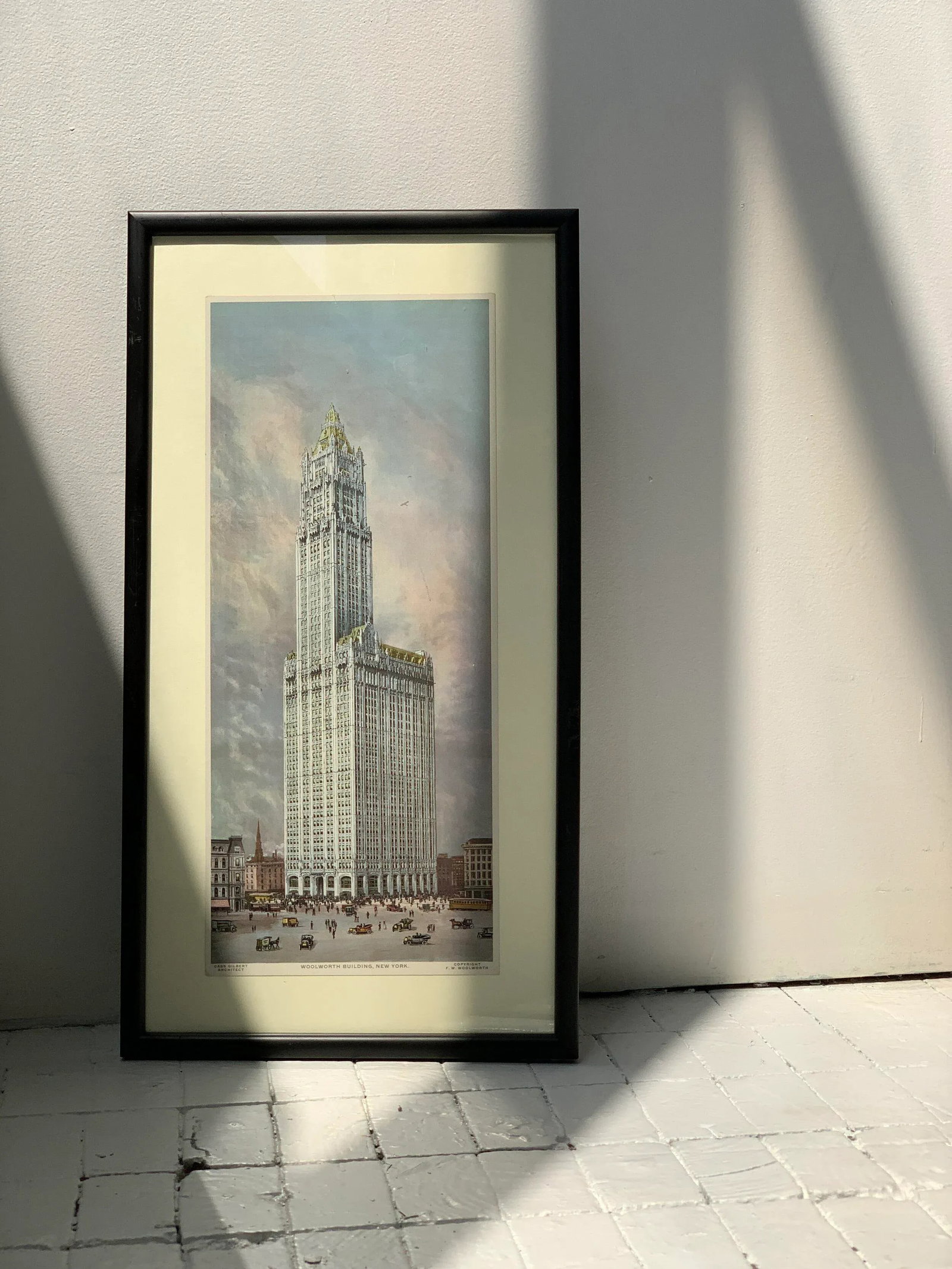 Circa 1930 Woolworth Building Architectural Souvenir Print, Framed - 9