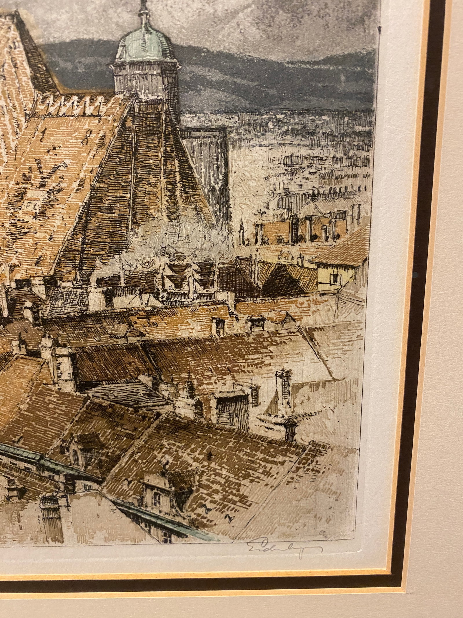 Mid 20th Century Josef Eidenberger "St. Stephen's Cathedral" Vienna, Austria Etching, Signed - 4