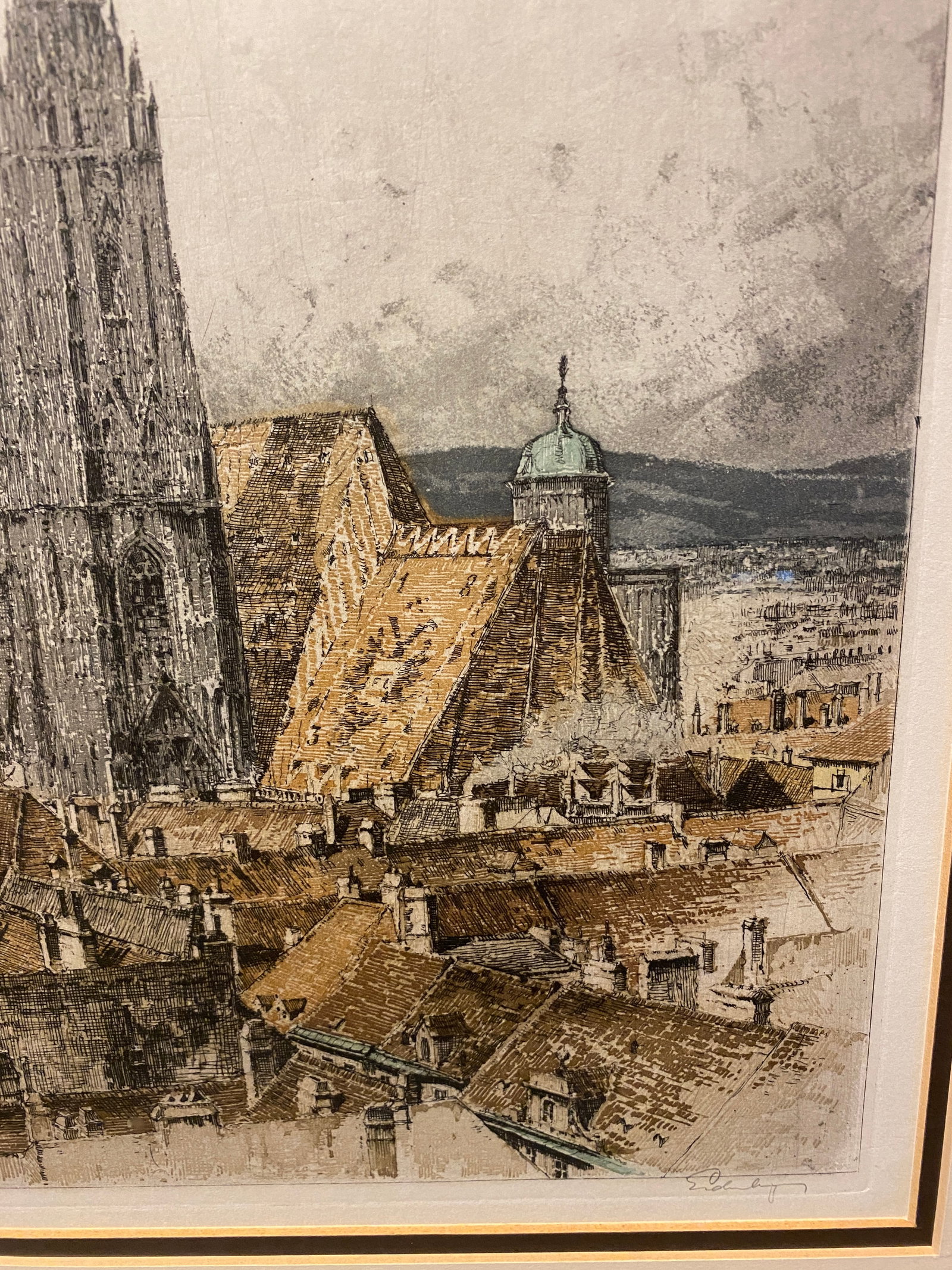 Mid 20th Century Josef Eidenberger "St. Stephen's Cathedral" Vienna, Austria Etching, Signed - 7