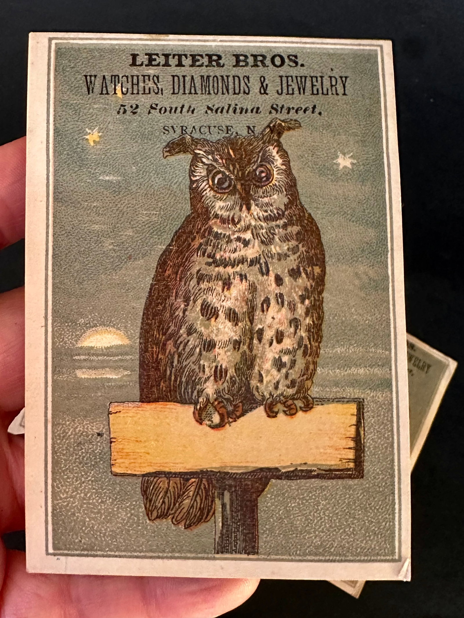 Victorian Ephemera Advertising Cards With Owl Artwork - 2