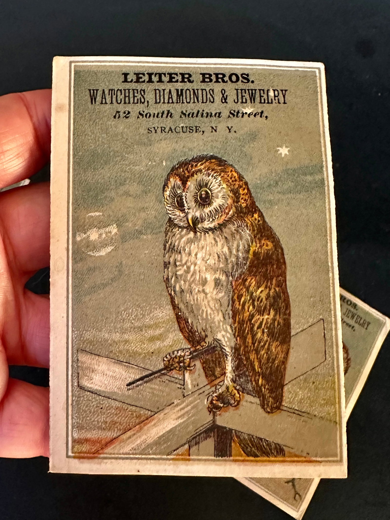 Victorian Ephemera Advertising Cards With Owl Artwork - 3