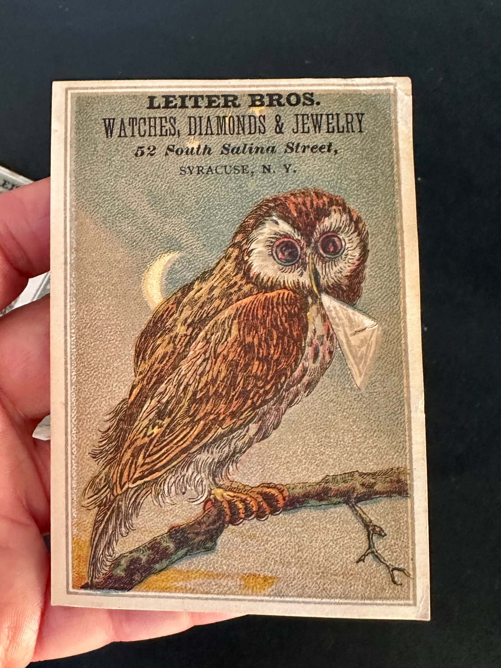 Victorian Ephemera Advertising Cards With Owl Artwork - 4