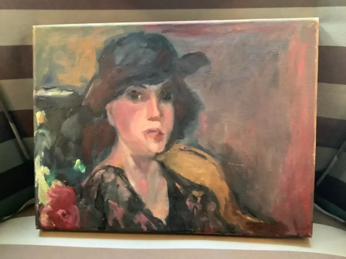 1970s Expressionist Style Portrait of a Woman Oil Painting - 6