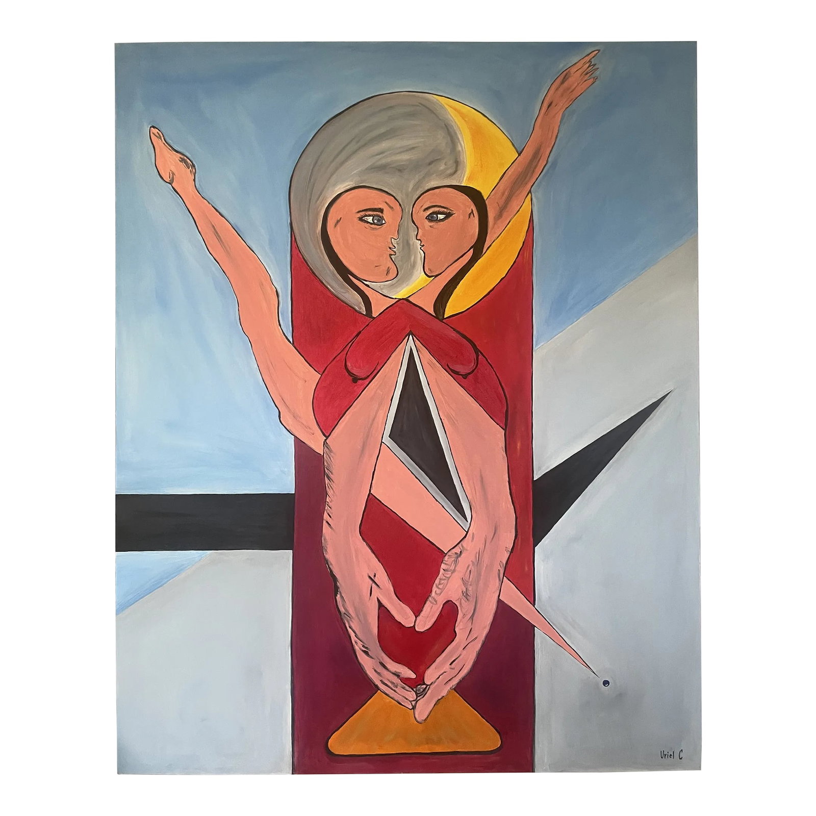"Union" Contemporary Surrealist Modern Figurative Oil Painting by Uriel Carbajal: Beautiful oil painting titled UNION, by Mexican Contemporary artist Uriel Carbajal. Dimensions are 60 x 48" Condition: Imperfections: No Imperfections Condition Notes: Beautiful, clean, new painting O