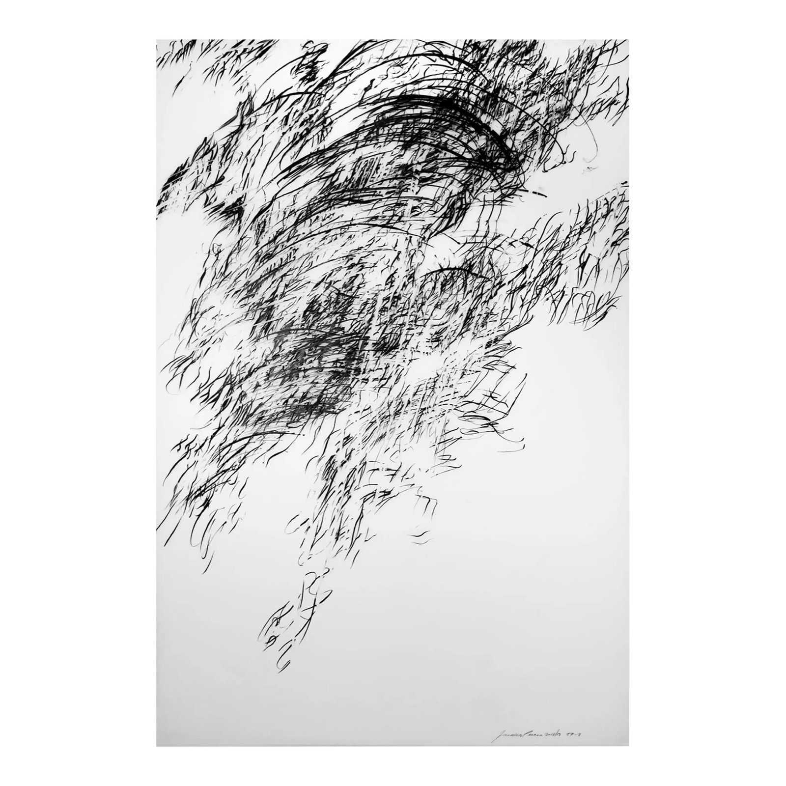 Contemporary Abstract Pigment Pencil on Mylar Drawing "Tipping Point #7" by Jaanika Peerna: Pigment pencil on Mylar Edition: Unique, Unframed. This work is from a series titled Tipping Point. This drawing has been created eyes closed. It captures an accumulation of marks made by the artist