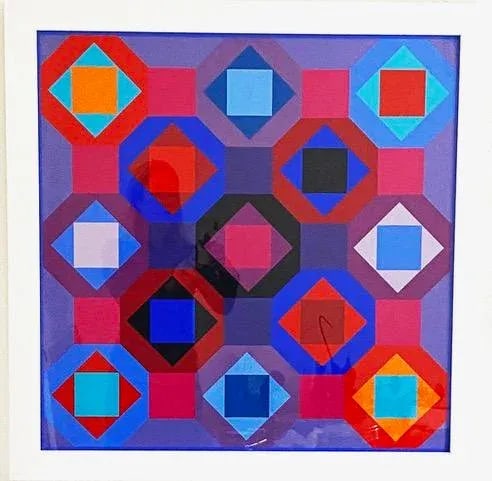 Original Victor Vasarely "Oc-Ta" Op Art Screenprint, Framed - 13
