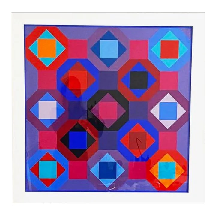Original Victor Vasarely "Oc-Ta" Op Art Screenprint, Framed (1 of 13)