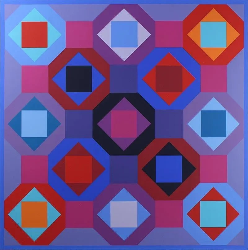 Original Victor Vasarely "Oc-Ta" Op Art Screenprint, Framed - 3